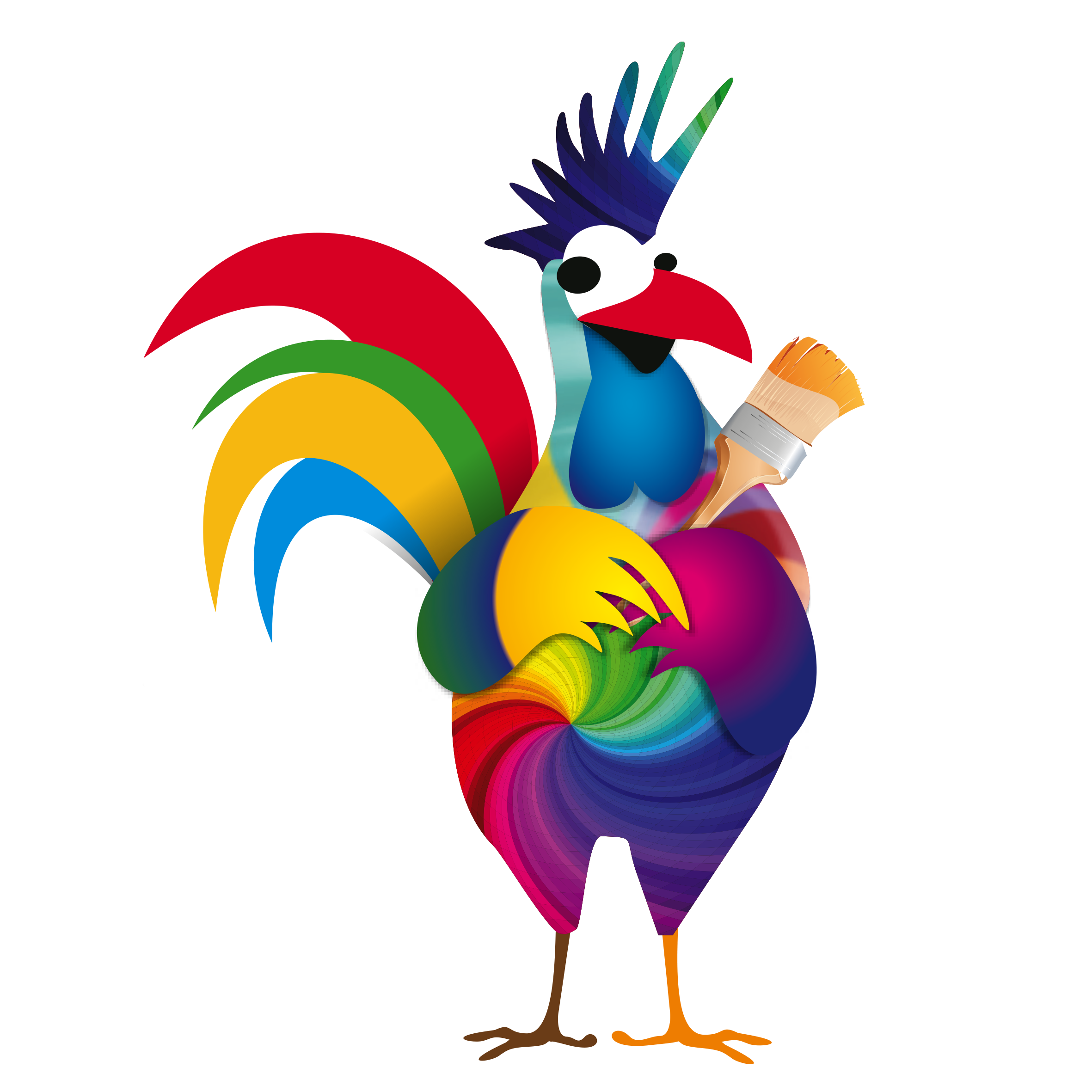 Rooster With Paintbrush (1) PNG
